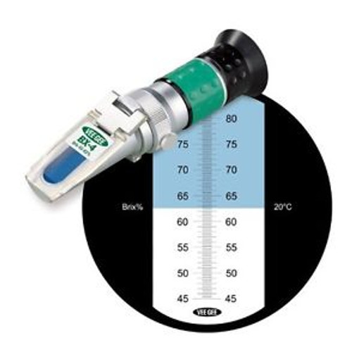 Vee Gee Scientific BX-4 Handheld Refractometer, with Brix Scale, 45-82%, +/-0.2%