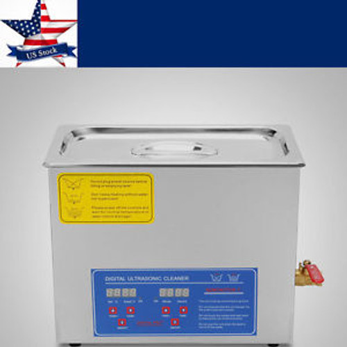 6L Digital Cleaning Machine Ultrasonic Cleaner Bath Tank w/ Timer Heated Machine