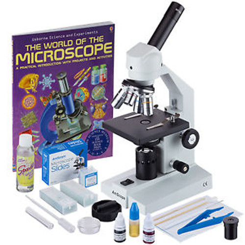 40x-2500x Advanced Home School Compound Microscope with Slide Preparation Kit an