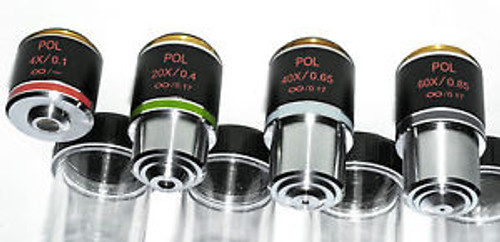 4 Prior ? POL Microscope Polarising Objectives Mikroskop Objektive - NOS, Unused