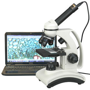 40X-1000X 5MP Digital Dual Light Glass Metal Biological Microscope + Slide Set