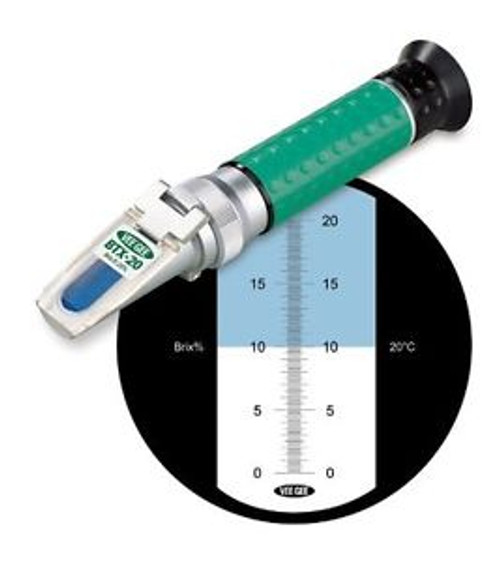 Vee Gee Scientific BTX-20 Handheld Refractometer, with Brix Scale, 0-20%, 0.10%