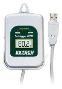EXTECH 42265 Data Logger, Temperature, -40 to 185 F
