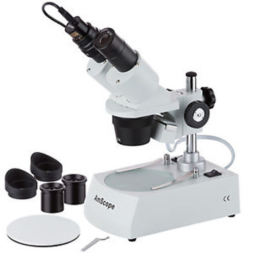 AmScope SE306R-PZ-E 20X-40X-80X Stereo Two Light Microscope with USB Camera