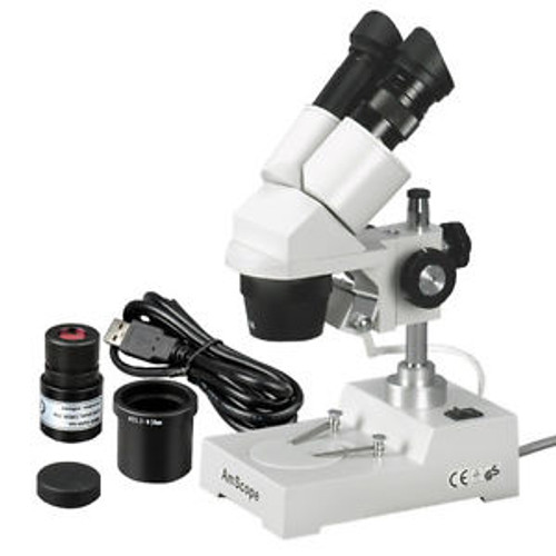 AmScope SE303-PX-E 5X-10X-15X-30X Stereo Microscope with Digital Camera