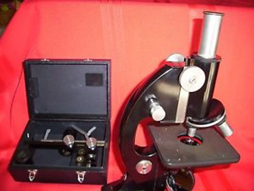 VINTAGE CARL ZEISS JENA MICROSCOPE & OBJECTIVES VG CONDITION (SEE DESCRIPTION)