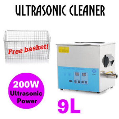 USA 9L Industry Heated Ultrasonic Cleaner Heater w/Timer Stainless Steel New