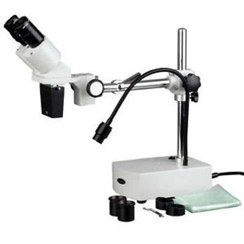 5X-10X Binocular Boom Arm Stereo Microscope with LED Gooseneck Light