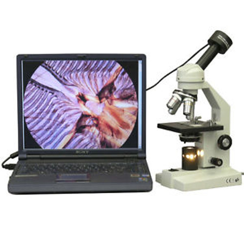 AmScope M500-P 40X-1000X Student Monocular Compound Microscope + USB Camera