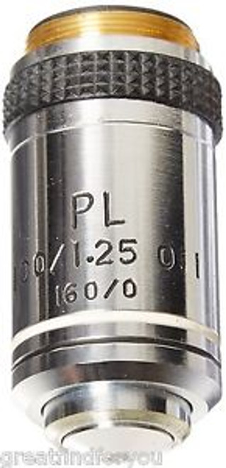 AmScope PL100X 100X Plan Achromatic Objective for Metallurgical Microscopes