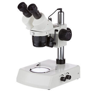AmScope 20X-40X Super Widefield Pillar Stand Stereo Microscope with 2 LED Lights