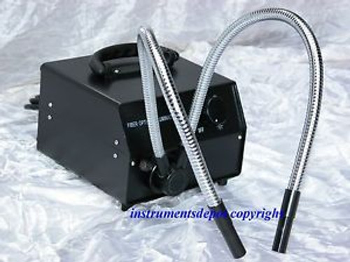 New Cold Fiber Optic Microscope Illuminator w Dual Y-Shape Pipe Gooseneck Fiber