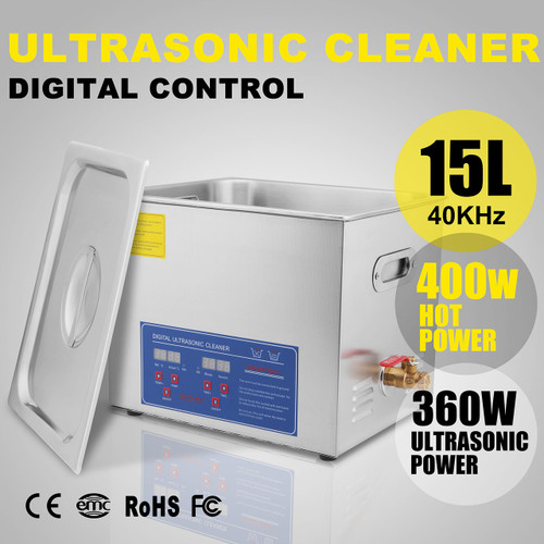 15L 15 L ULTRASONIC CLEANER DRAINAGE SYSTEM BRUSHED TANK LAGER TIMER POPULAR