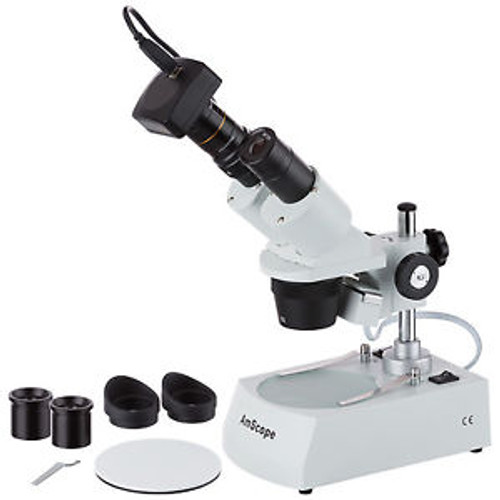 AmScope SE305R-PX-P 5X-10X-15X-30X Forward Stereo Microscope + Digital Camera