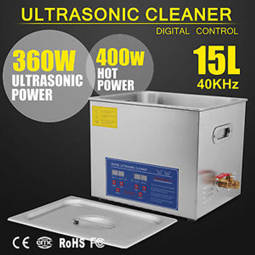 15L 15 L ULTRASONIC CLEANER CLEANING BASKET JEWELRY CLEANING WITH FLOW VALVE