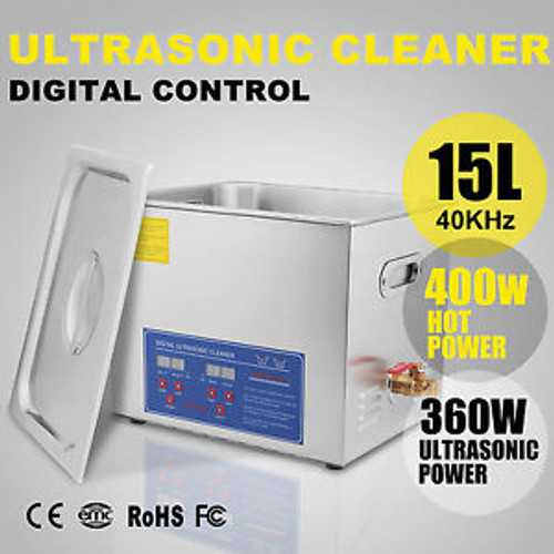 Ultrasonic Cleaner 15 L Liter Stainless Steel Industry Heater w/Timer