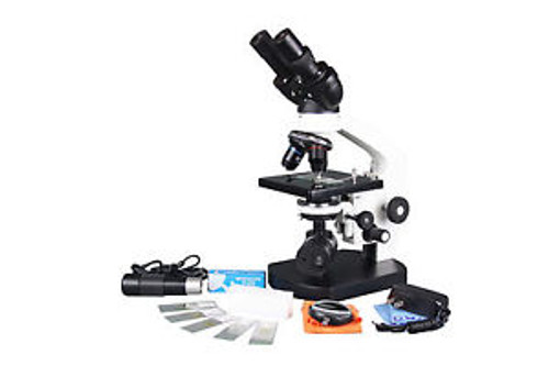 800x Binocular Lab LED Digital Microscope w USB Camera ! Slide Kit! Fine Focus!