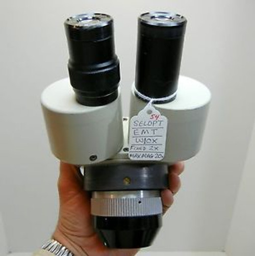 SELOPT EMT Microscope, W10X Eyepieces, Fixed Mag 20X, 84mm Head, NICE OPTICS #54