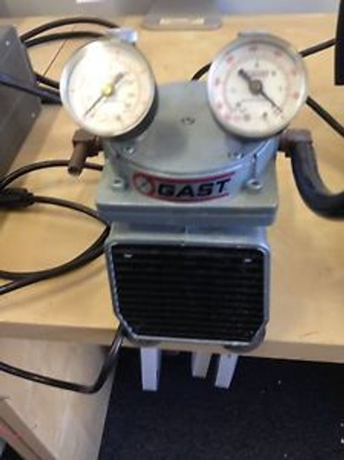 Gast DOA-P104-AA Vacuum Pump With 2 Gauges