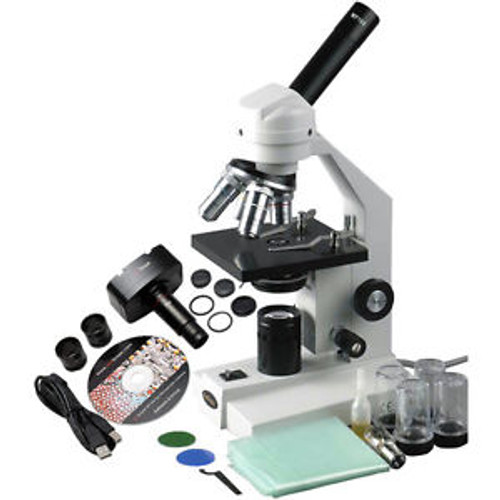 40X-1600X Student Compound Microscope + Digital Camera + Slides