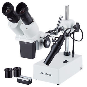AmScope SE402XYZ 5X-10X-20X-30X-40X Stereo Binocular Microscope Boom + Light