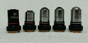 Olympus M Plan 5, 10, 20, 40, 100 Microscope Lens Lot - Used