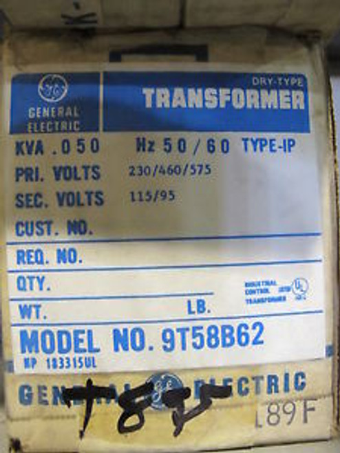 GE .050 KVA 1 Phase 230/460/575 X 115/95 Control Transformer - T595