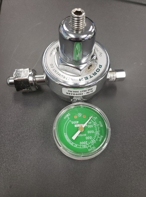 Porter Instrument Co Compressed Gas Tank Regulator O2-7000-2 Oxygen - Green