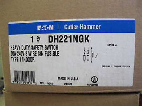Cutler Hammer DH221NGK 30 Amp Fusible Disconnect New