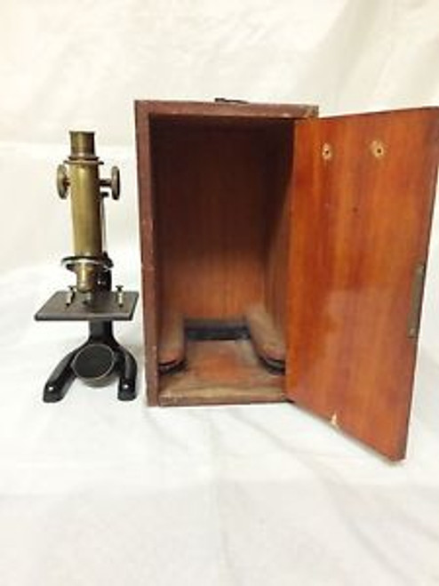 Vintage 1914 Bausch & Lomb Monocular Compound Microscope - 10x/43x w/ Case