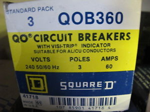 Square D QOB360 3 POLE 60 AMP 240 VOLT  Circuit Breaker   New