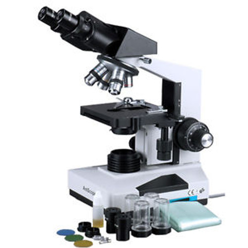 AmScope B490A-LED 40X-1600X LED Binocular Biological Compound Microscope