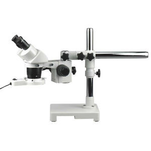 20X-30X-40X-60X Stereo Microscope on Single-Arm Boom  with Ring Light