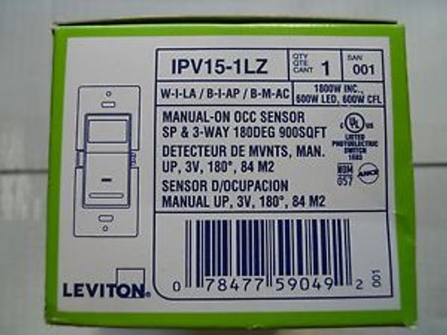 2 Leviton IPV15-1LZ 1800-Watt Incandescent 600-Watt LED/CFL Vacancy Sensor
