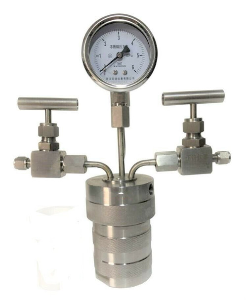 Hydrothermal Synthesis Autoclave Reactor Vessel +Inlet Outlet Gauge 150Ml 6Mpa A