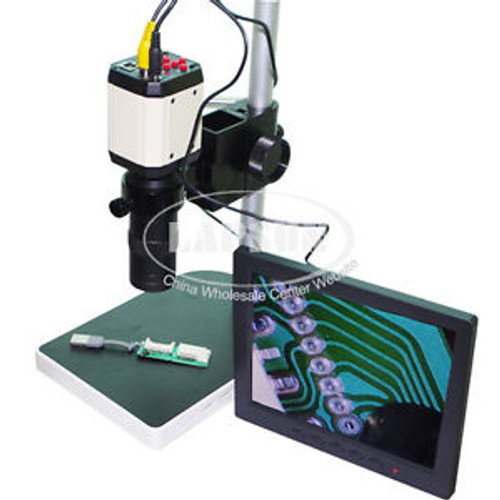 HD Video Microscope Set Industry Camera VGA USB AV TV Zoom Lens + 8 LCD Monitor