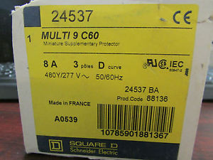 Square D Merlin GErin 24537 Multi 9 C60  miniature Supplementary Protector 8amp