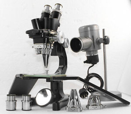 Leitz Wetzlar Greenough Stereo Microscope with 2x - 4x - 8x and 12x Objectives