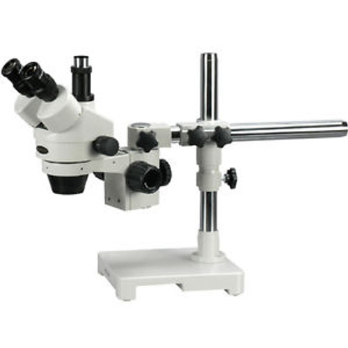 AmScope SM-3T 7X-45X Trinocular Stereo Zoom Microscope on Single Arm Boom Stand
