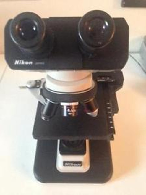 Nikon Alphaphot-2 YS2-T Microscope with 4 Objectives-WORKING BULB