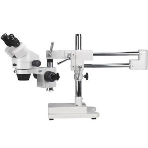 AmScope SM-4B 7X-45X Binocular Stereo Zoom Microscope with Double Arm Boom Stand