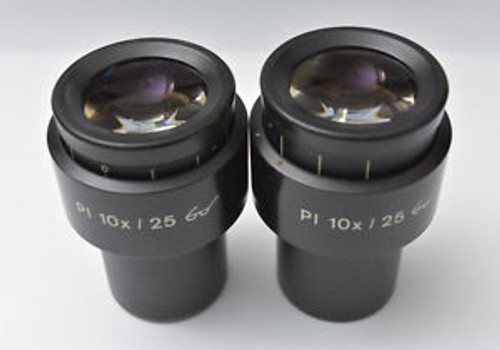 Pair Zeiss Pl 10x / 25 Goggles Glasses Microscope Eyepieces 30mm 444034