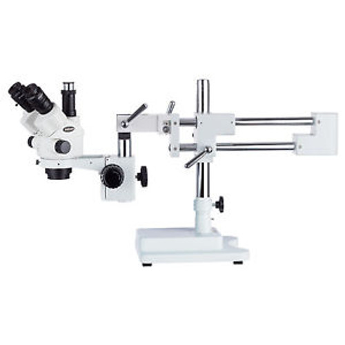 AmScope SM-4TP 7X-45X Simul-Focal Stereo Lockable Zoom Microscope on Dual Arm Bo