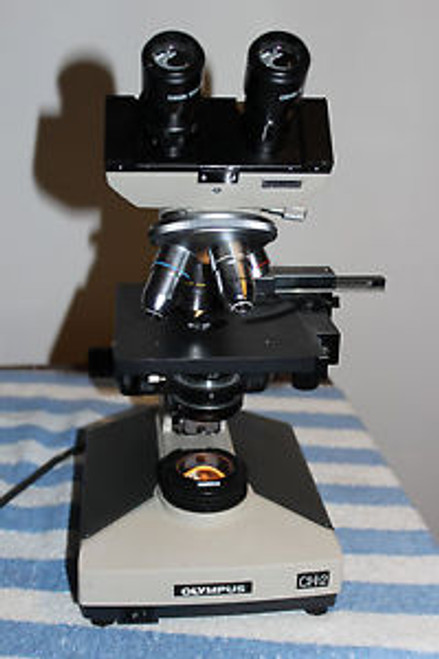 Olympus CH-2 Model CHT Binocular Laboratory Microscope w/ 4x 10x 40x 100x Objec