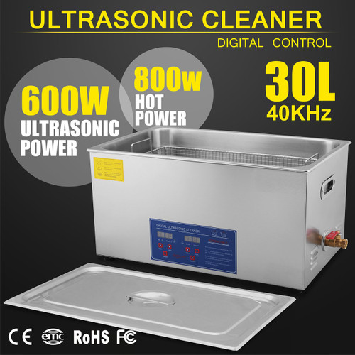 ULTRASONIC CLEANER STAINLESS STEEL 30L 30 L LITER JEWELRY HEATER TIMER BRACKET