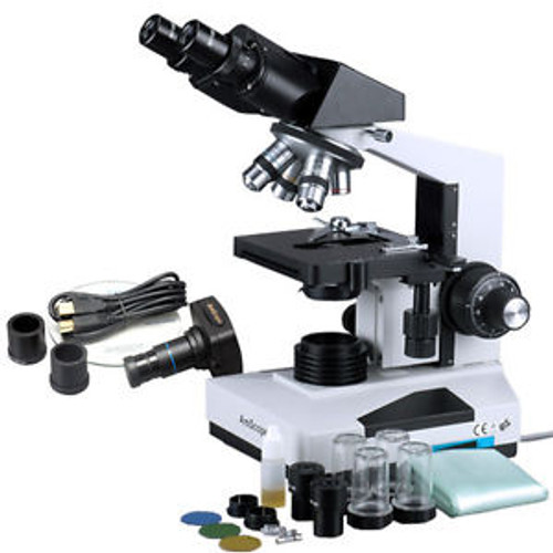 AmScope B490B-5M 40X-2000X Student Binocular Microscope + 5MP Camera