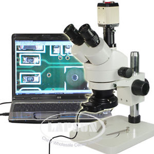 7X-45X Trinocular Industry Zoom Stereo Microscope + 200X USB VGA C-mount Camera
