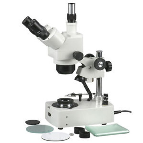 AmScope SH-2T-DK 10X-40X Jewelry Gem Trinocular Stereo Microscope + Dual Halogen