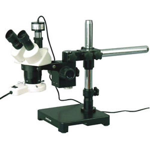 20X-40X-80X Boom Stand Stereo Microscope + Fluorescent Light + Camera