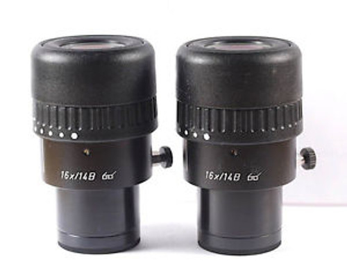 LEICA 16x/14B 30mm Focusable Microscope Eyepiece / Ocular Pair